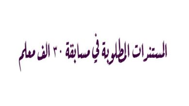 الأوراق المطلوبة للتقديم في مسابقة 30 ألف معلم